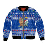 Comoros Christmas Bomber Jacket Santa Turtle Gifts Snowflakes and Ocean Blue - African Pride