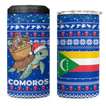 Comoros Christmas 4 in 1 Can Cooler Tumbler Santa Turtle Gifts Snowflakes and Ocean Blue - African Pride
