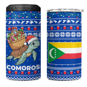 Comoros Christmas 4 in 1 Can Cooler Tumbler Santa Turtle Gifts Snowflakes and Ocean Blue - African Pride