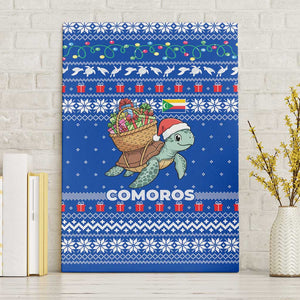 Comoros Christmas Canvas Wall Art Santa Turtle Gifts Snowflakes and Ocean Blue - African Pride