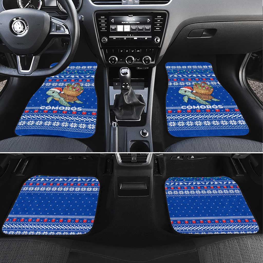 Comoros Christmas Car Mats Santa Turtle Gifts Snowflakes and Ocean Blue - African Pride
