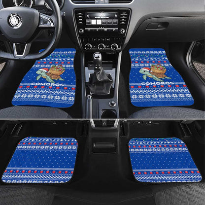 Comoros Christmas Car Mats Santa Turtle Gifts Snowflakes and Ocean Blue - African Pride