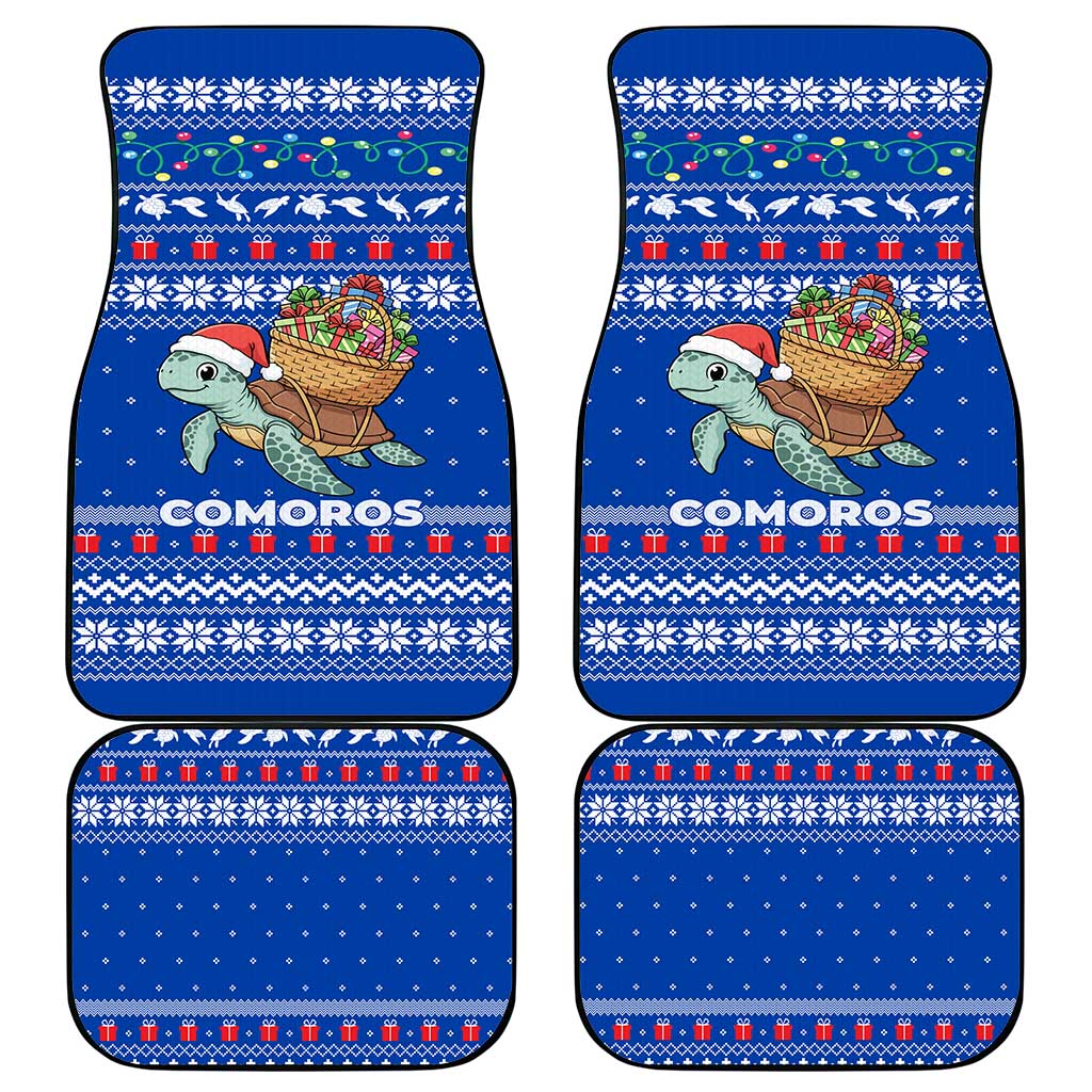 Comoros Christmas Car Mats Santa Turtle Gifts Snowflakes and Ocean Blue - African Pride