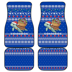 Comoros Christmas Car Mats Santa Turtle Gifts Snowflakes and Ocean Blue - African Pride