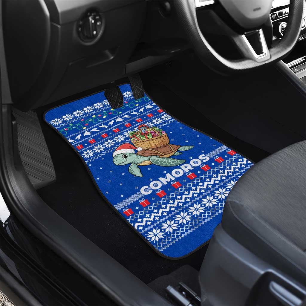 Comoros Christmas Car Mats Santa Turtle Gifts Snowflakes and Ocean Blue - African Pride