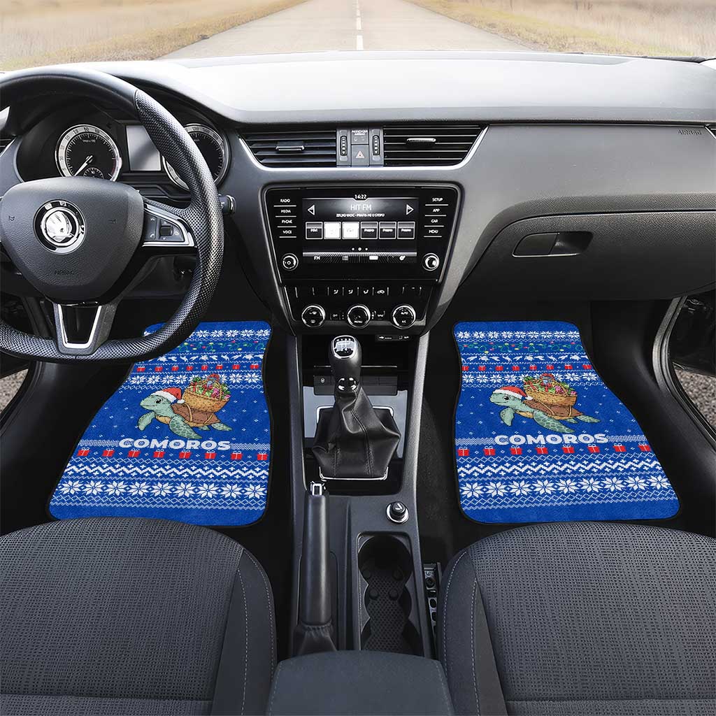 Comoros Christmas Car Mats Santa Turtle Gifts Snowflakes and Ocean Blue - African Pride