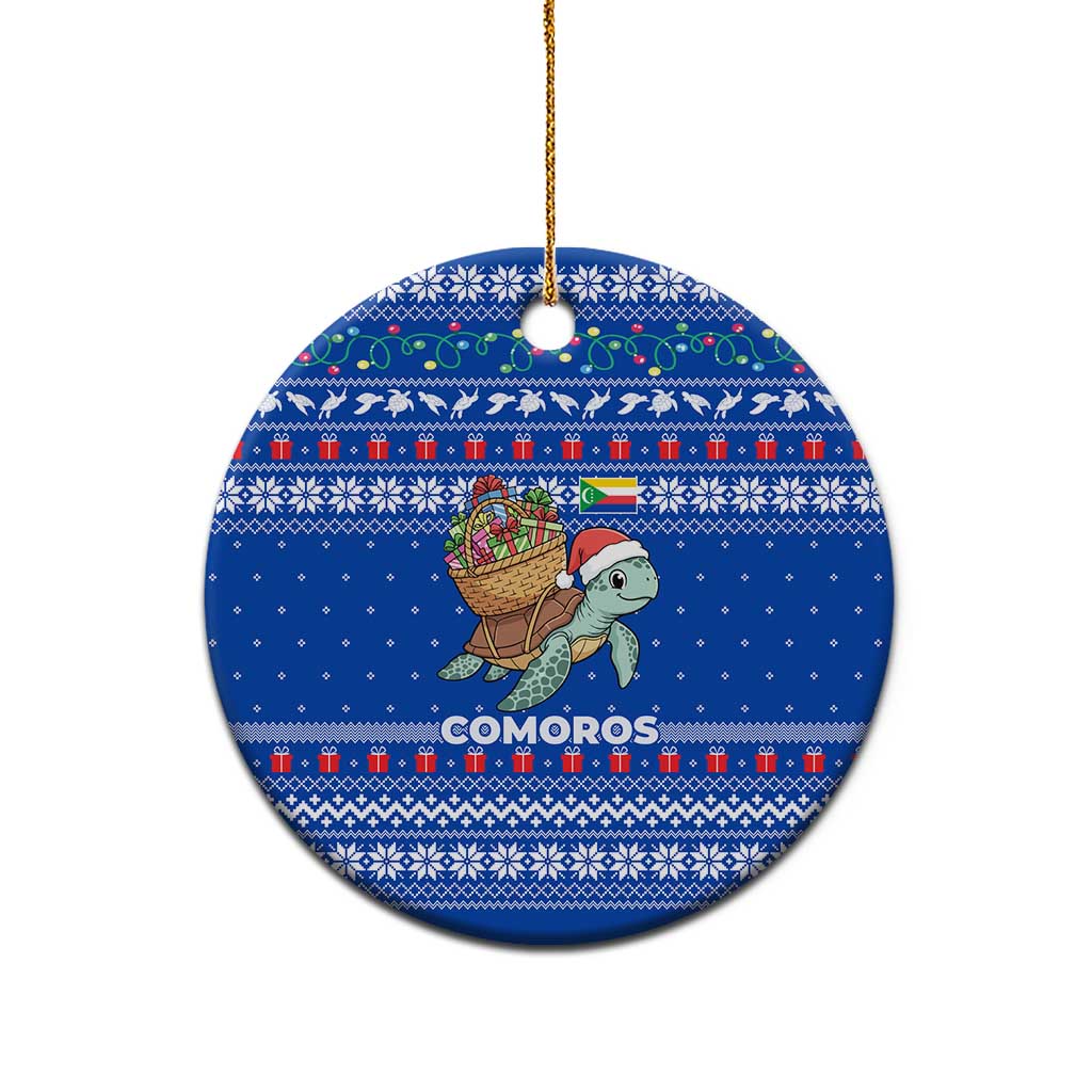 Comoros Christmas Ceramic Ornament Santa Turtle Gifts Snowflakes and Ocean Blue - African Pride