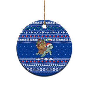 Comoros Christmas Ceramic Ornament Santa Turtle Gifts Snowflakes and Ocean Blue - African Pride