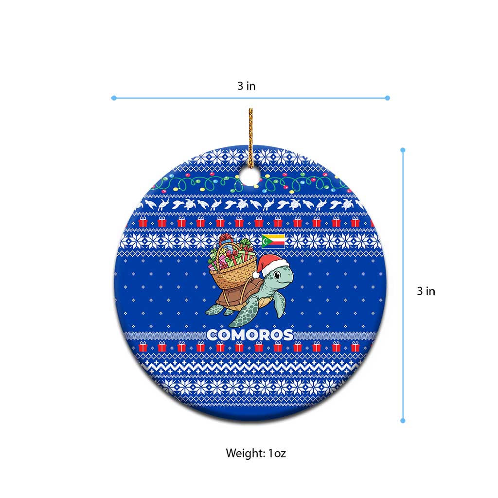 Comoros Christmas Ceramic Ornament Santa Turtle Gifts Snowflakes and Ocean Blue - African Pride