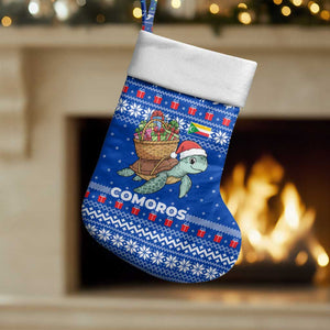 Comoros Christmas Stocking Santa Turtle Gifts Snowflakes and Ocean Blue - African Pride