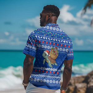 Comoros Christmas Hawaiian Shirt Santa Turtle Gifts Snowflakes and Ocean Blue - African Pride