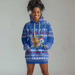 Comoros Christmas Hoodie Dress Santa Turtle Gifts Snowflakes and Ocean Blue - African Pride