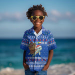 Comoros Christmas Kid Hawaiian Shirt Santa Turtle Gifts Snowflakes and Ocean Blue - African Pride