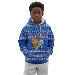 Comoros Christmas Kid Hoodie Santa Turtle Gifts Snowflakes and Ocean Blue - African Pride