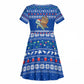 Comoros Christmas Kid Short Sleeve Dress Santa Turtle Gifts Snowflakes and Ocean Blue - African Pride