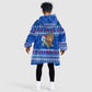 Comoros Christmas Kid Wearable Blanket Hoodie Santa Turtle Gifts Snowflakes and Ocean Blue - African Pride