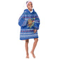 Comoros Christmas Kid Wearable Blanket Hoodie Santa Turtle Gifts Snowflakes and Ocean Blue - African Pride