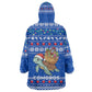 Comoros Christmas Kid Wearable Blanket Hoodie Santa Turtle Gifts Snowflakes and Ocean Blue - African Pride