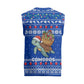 Comoros Christmas Knitted V-Neck Vest Santa Turtle Gifts Snowflakes and Ocean Blue - African Pride