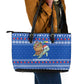 Comoros Christmas Leather Tote Bag Santa Turtle Gifts Snowflakes and Ocean Blue - African Pride