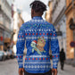 Comoros Christmas Long Sleeve Button Shirt Santa Turtle Gifts Snowflakes and Ocean Blue - African Pride