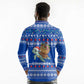 Comoros Christmas Long Sleeve Polo Shirt Santa Turtle Gifts Snowflakes and Ocean Blue - African Pride