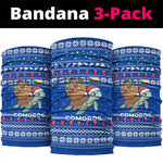 Comoros Christmas Neck Gaiter Santa Turtle Gifts Snowflakes and Ocean Blue - African Pride