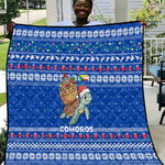 Comoros Christmas Quilt Santa Turtle Gifts Snowflakes and Ocean Blue - African Pride