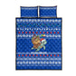 Comoros Christmas Quilt Bed Set Santa Turtle Gifts Snowflakes and Ocean Blue - African Pride