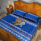 Comoros Christmas Quilt Bed Set Santa Turtle Gifts Snowflakes and Ocean Blue - African Pride