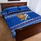 Comoros Christmas Quilt Bed Set Santa Turtle Gifts Snowflakes and Ocean Blue - African Pride