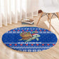 Comoros Christmas Round Carpet Santa Turtle Gifts Snowflakes and Ocean Blue - African Pride