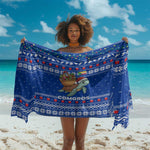 Comoros Christmas Sarong Santa Turtle Gifts Snowflakes and Ocean Blue - African Pride