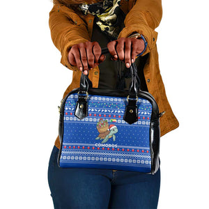 Comoros Christmas Shoulder Handbag Santa Turtle Gifts Snowflakes and Ocean Blue - African Pride