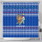 Comoros Christmas Shower Curtain Santa Turtle Gifts Snowflakes and Ocean Blue - African Pride