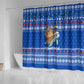 Comoros Christmas Shower Curtain Santa Turtle Gifts Snowflakes and Ocean Blue - African Pride