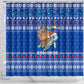 Comoros Christmas Shower Curtain Santa Turtle Gifts Snowflakes and Ocean Blue - African Pride