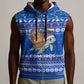Comoros Christmas Sleeveless Zip Hoodie Santa Turtle Gifts Snowflakes and Ocean Blue - African Pride