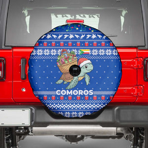 Comoros Christmas Spare Tire Cover Santa Turtle Gifts Snowflakes and Ocean Blue - African Pride