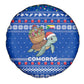 Comoros Christmas Spare Tire Cover Santa Turtle Gifts Snowflakes and Ocean Blue - African Pride