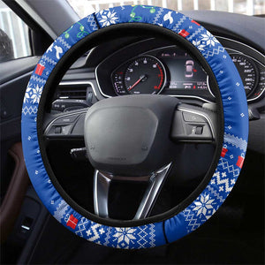 Comoros Christmas Steering Wheel Cover Santa Turtle Gifts Snowflakes and Ocean Blue - African Pride