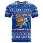 Comoros Christmas T shirt Santa Turtle Gifts Snowflakes and Ocean Blue - African Pride