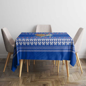 Comoros Christmas Tablecloth Santa Turtle Gifts Snowflakes and Ocean Blue - African Pride