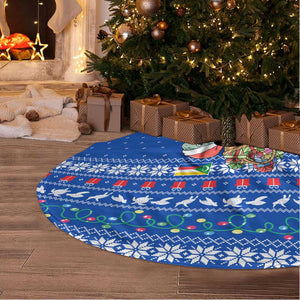 Comoros Christmas Tree Skirt Santa Turtle Gifts Snowflakes and Ocean Blue - African Pride