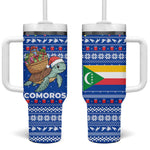 Comoros Christmas Tumbler With Handle Santa Turtle Gifts Snowflakes and Ocean Blue - African Pride