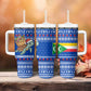 Comoros Christmas Tumbler With Handle Santa Turtle Gifts Snowflakes and Ocean Blue - African Pride