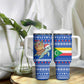 Comoros Christmas Tumbler With Handle Santa Turtle Gifts Snowflakes and Ocean Blue - African Pride