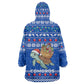 Comoros Christmas Wearable Blanket Hoodie Santa Turtle Gifts Snowflakes and Ocean Blue - African Pride