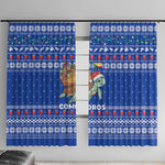 Comoros Christmas Window Curtain Santa Turtle Gifts Snowflakes and Ocean Blue - African Pride