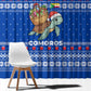 Comoros Christmas Window Curtain Santa Turtle Gifts Snowflakes and Ocean Blue - African Pride